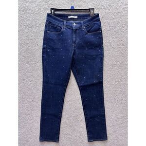 Levi's Jeans Wmns 10 (Fits 29x29) Blue Denim Embellished Studded Mid Rise Skinny